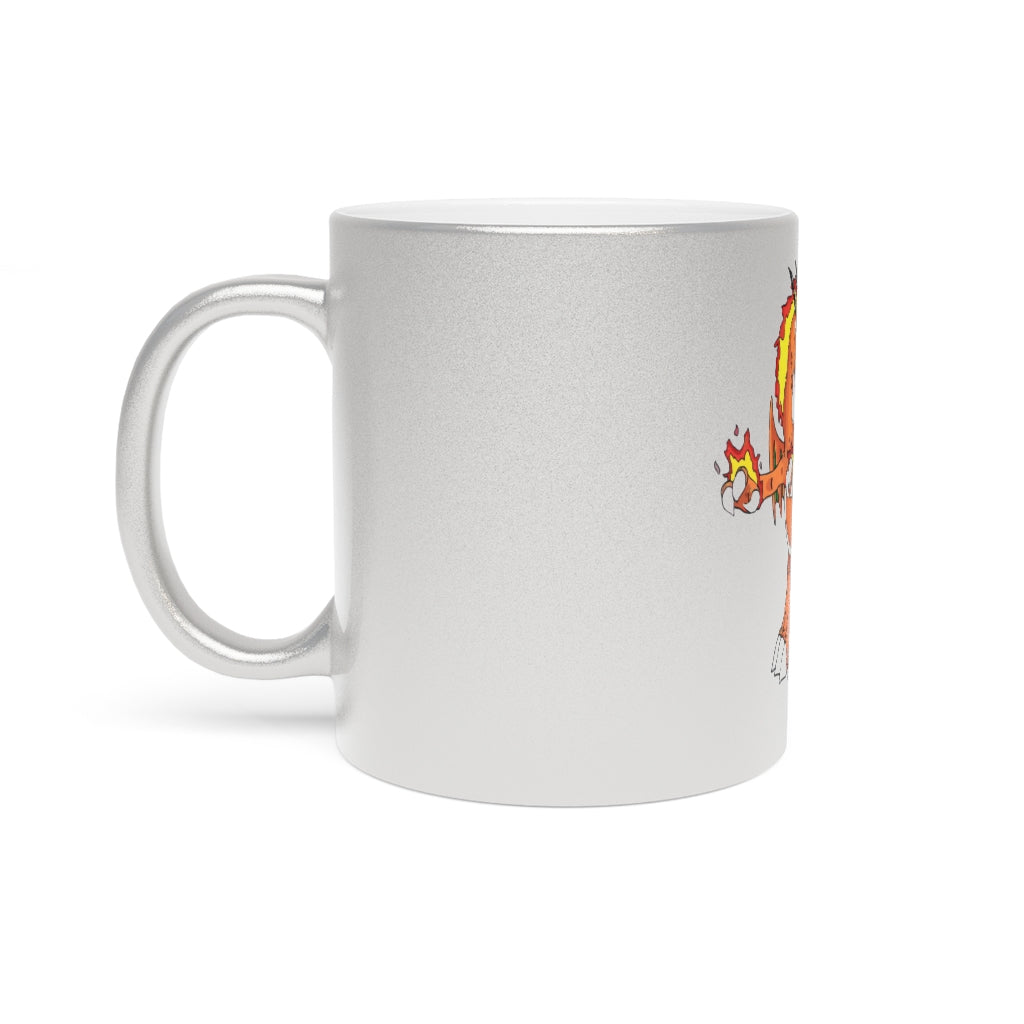 Angetiron Metallic Mug in Silver and Gold, showcasing customizable designs and a sleek ceramic finish.